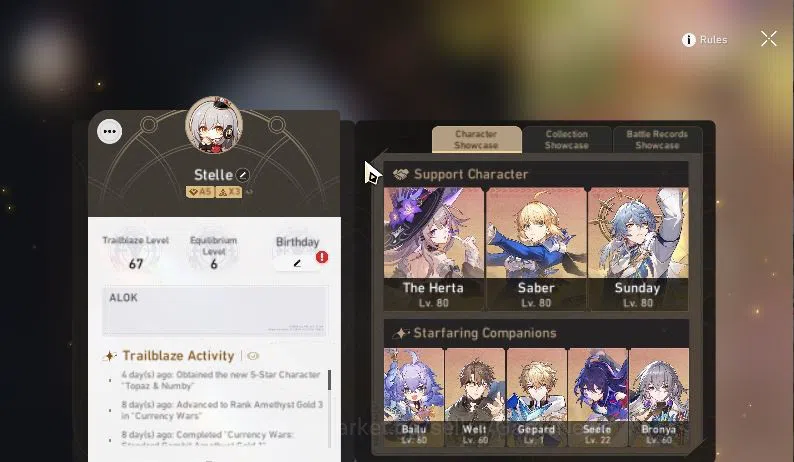 Honkai Star Rail Accounts Asia|TL 67| 9 Limited |Sunday+Sign,Hysilens,Saber, image 2