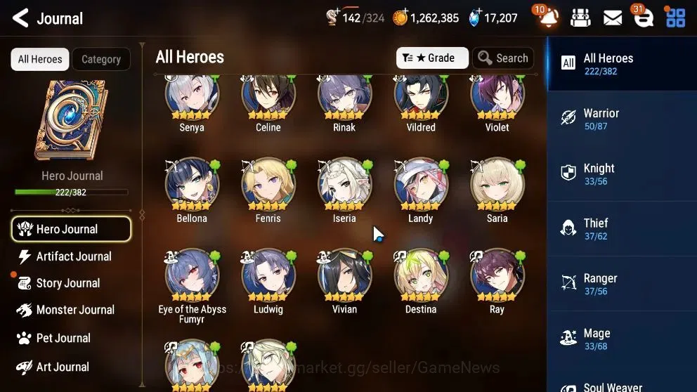 Epic Seven Accounts High-End GLOBAL UnVerif|22ML(Notos,ScholNurse Yulha,RnL,Salome,MonarchS Iseria,ZIO,Etc)+Ab 11