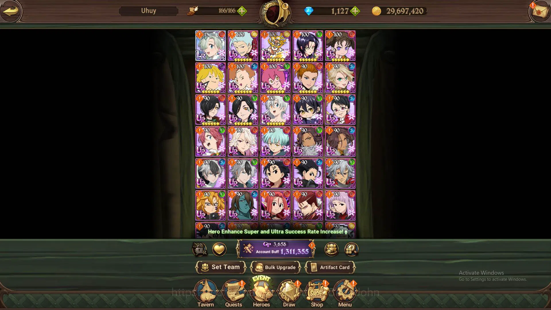 The Seven Deadly Sins: Grand Cross Accounts Others ASIA|1.3m CC|DM 1.127|1LR Elizabeth|collab Sho3/6,shinra,Tamaki|UR DK 8