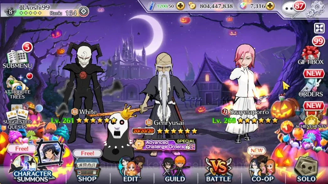 Bleach: Brave Souls Accounts Mid-Tier Global 993K BP+3 MT|Mid Story|804PS+1K BS Acc,9K PAcc Ticket|Byakuya,Yama,Jugram 1