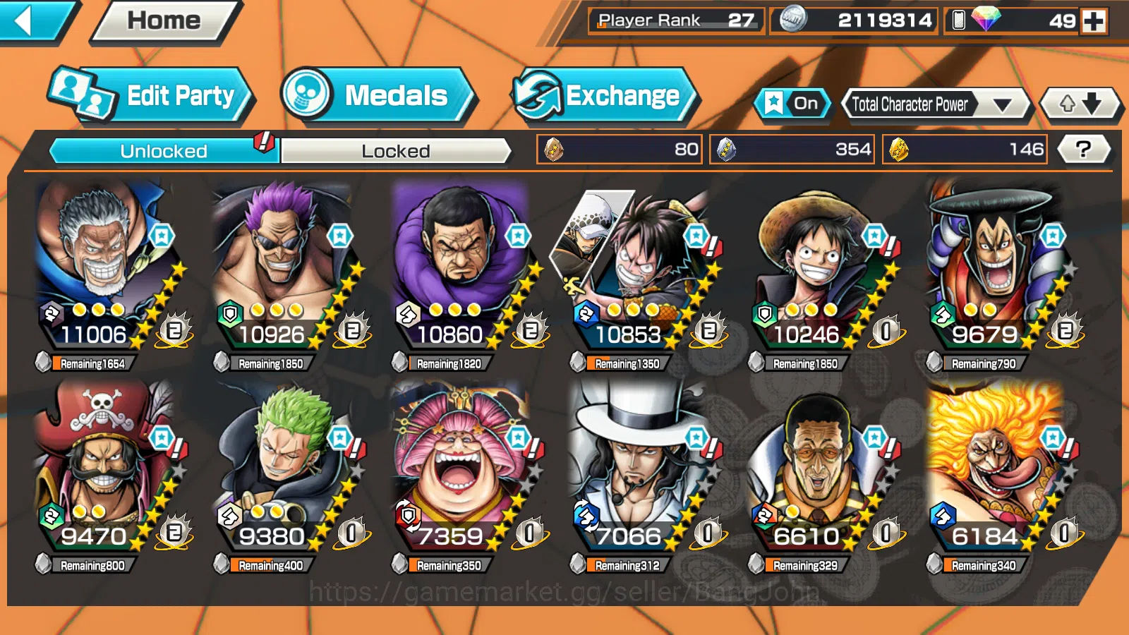 One Piece Bounty Rush Accounts Global | 8EX | 2 MAX |DO Kuri Kozuki Oden,LH Grap  image 2