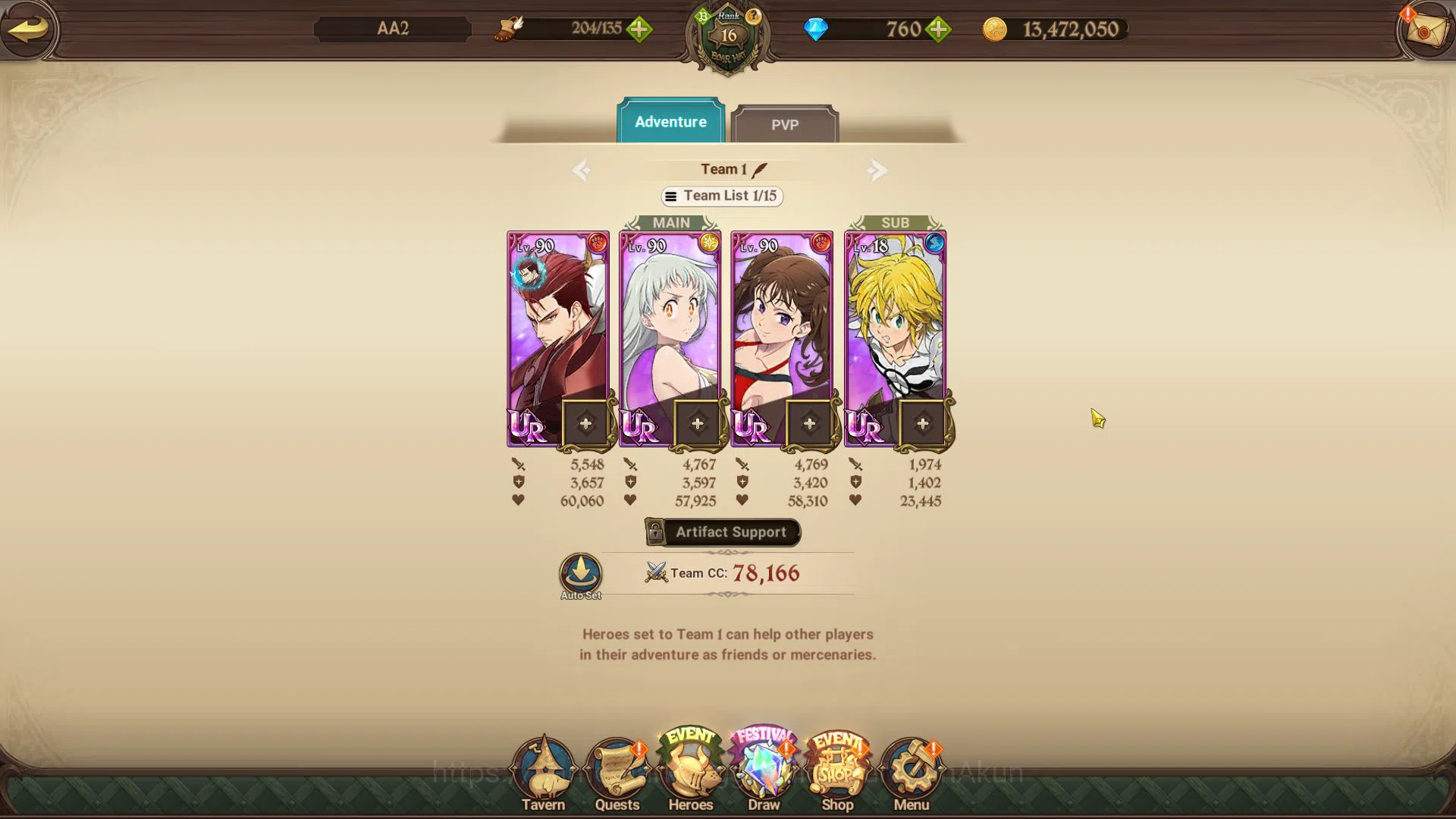 The Seven Deadly Sins: Grand Cross Accounts Asia|Starter|CH 1|836K CC|760 Gems|2 UR|Demon King image 6