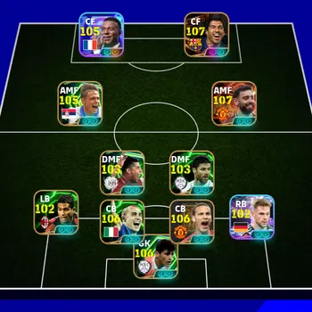eFootball Accounts Legends & Iconic Players 3243 Team | Suarez 107, Rio Fernando 106, Bruno 107, bunocci 105, mbappe 105