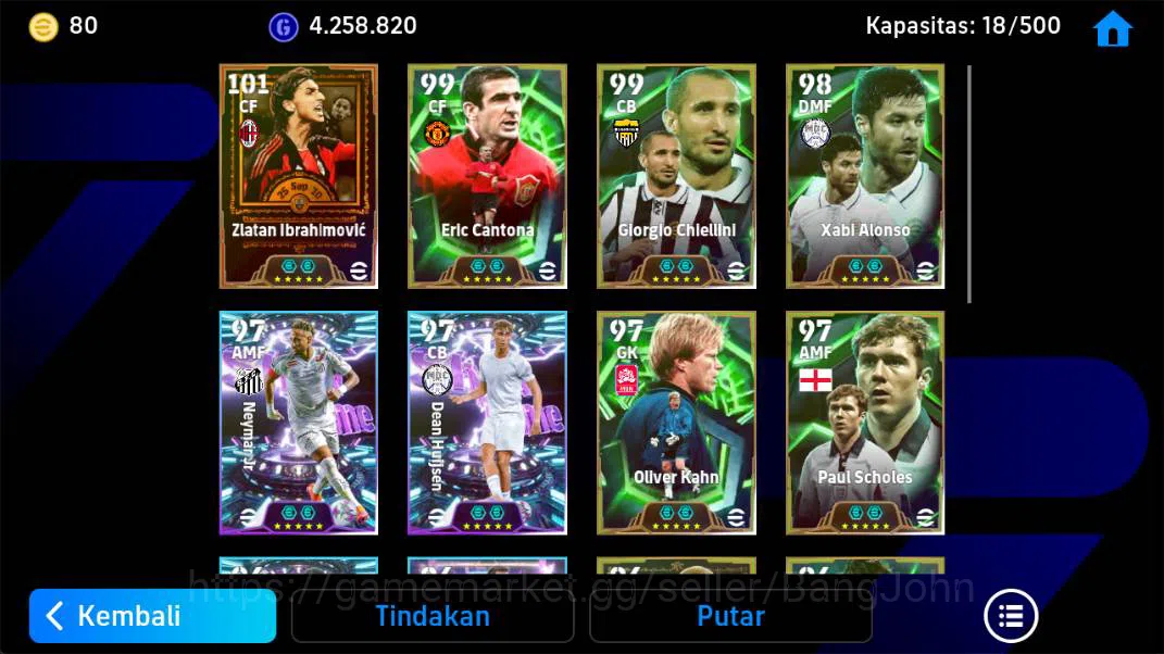 eFootball Accounts Power 3190, Ibrahimovic legend, Cantona epic, Chie image 3