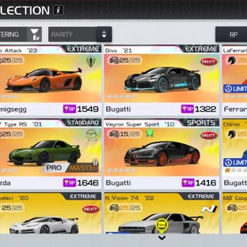 Racing Master Accounts SEA|Lvl 13|4 PL (Jesko Attack,Divo,RX-7 Type RS,Veyron SS) + 41 Etc Cars +2 Outfit|126K Gold|Log