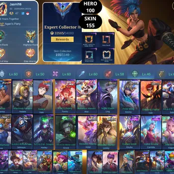 Mobile Legends: Bang Bang Accounts Smurf BEST OFFER | HERO 100 | SKIN 155 | LEONA KARINA | WARRIORESS PARAGON NATALIA