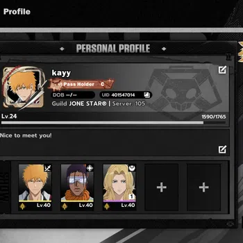 BLEACH: Soul Resonance Accounts Nuverse SEA|Starter|Lv24|3 SSR (Ichigo Kurosaki DZ+Sign , Kaname Tosen , Ikkaku Madarame