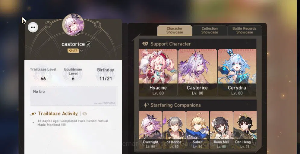 Honkai Star Rail Accounts Asia|TL 66|10 Limited|Saber+Sign,Castorice,Hyacine image 1