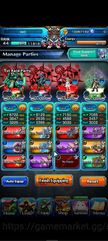 Grand Summoners Accounts Starter Global|Rank 44|9 Ascend|InumutaTW,Summer Miyu,Chloe,S 2