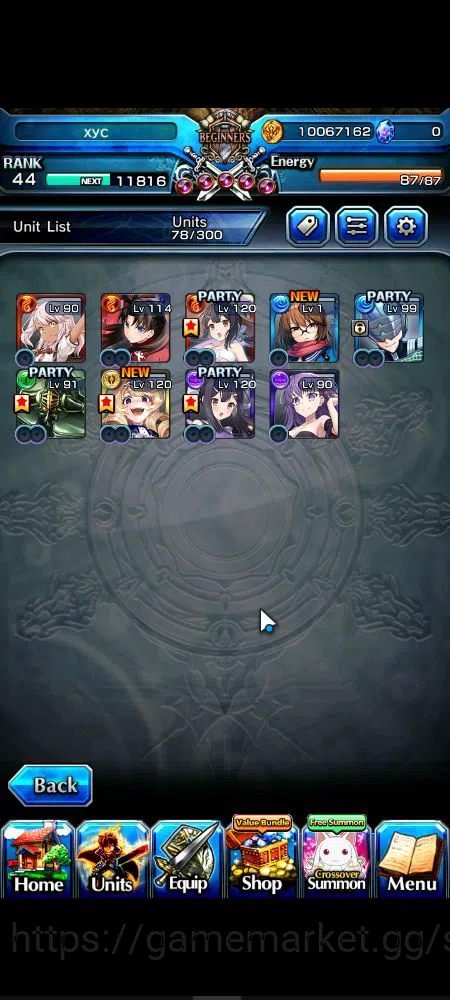 Grand Summoners Accounts Starter Global|Rank 44|9 Ascend|InumutaTW,Summer Miyu,Chloe,S 3