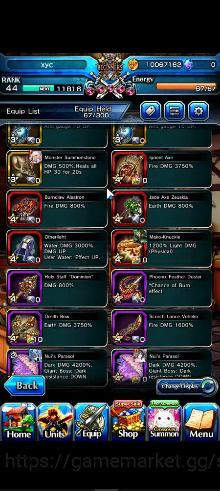 Grand Summoners Accounts Starter Global|Rank 44|9 Ascend|InumutaTW,Summer Miyu,Chloe,S 7