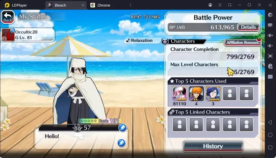 Bleach: Brave Souls Accounts High-End Global | 40.5 Orb | Byakuya TYBW24,Ichigo 8TH,Ichigo Renewed,Zangetsu Speed,Mayuri 3