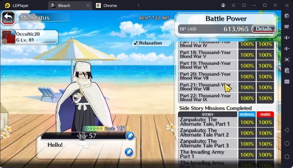 Bleach: Brave Souls Accounts High-End Global | 40.5 Orb | Byakuya TYBW24,Ichigo 8TH,Ichigo Renewed,Zangetsu Speed,Mayuri 5