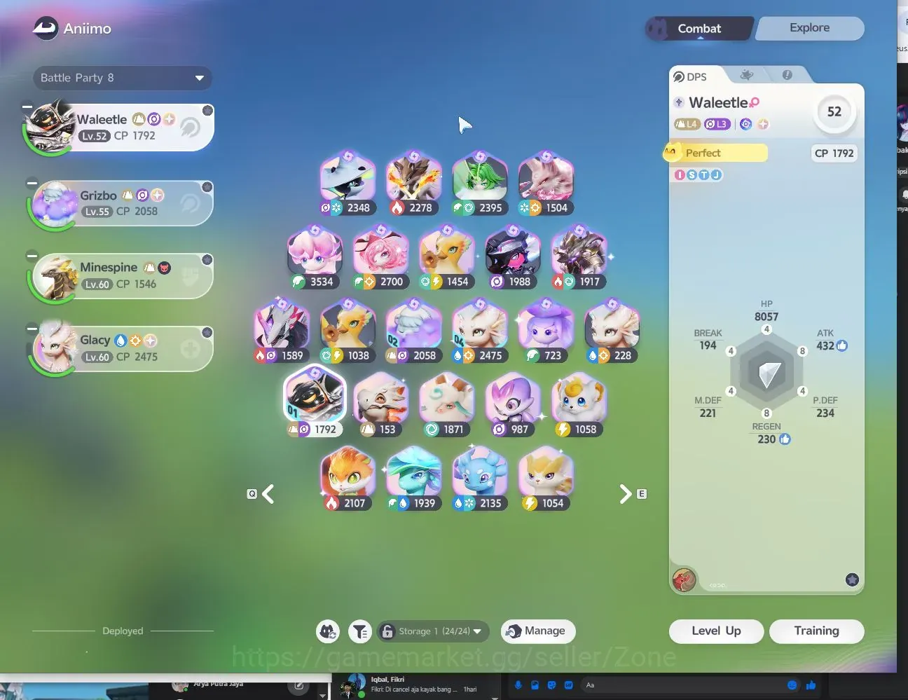 Aniimo Accounts End Game APAC|Lv 58|16 Prismana(Irisalis,Stellarys,Grizbo,Glacy,etc)|20 Sparkling,14 Umbral|Limited 1