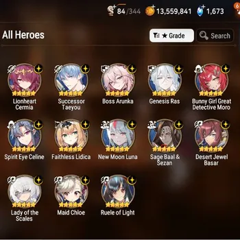 Epic Seven Accounts Mid-Tier Global Verif Ready RTA| 28 ML (RnL 308 SPD, Moro, BArunka, LOTScales, Har setti, Luna, Yulha