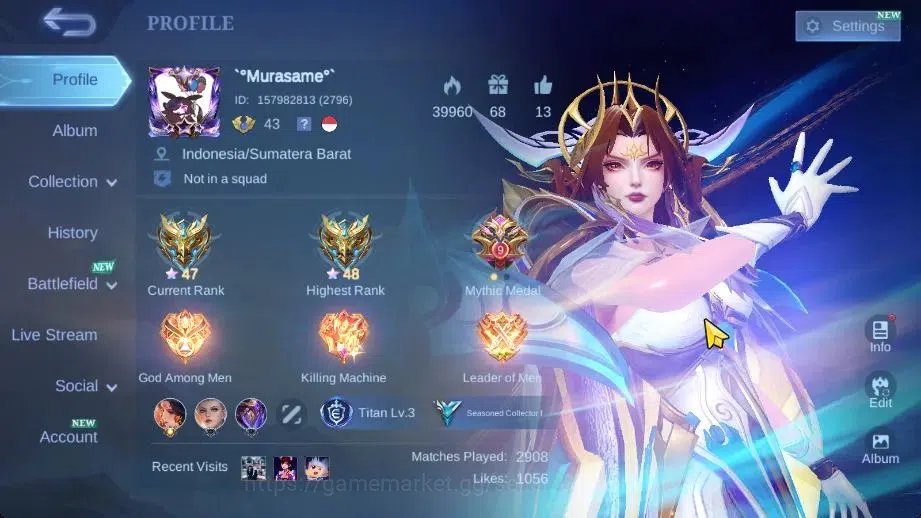 Mobile Legends: Bang Bang Accounts Hero 83|Skin 119|Max Emblem|KOF Karina,SABER[Freya image 2