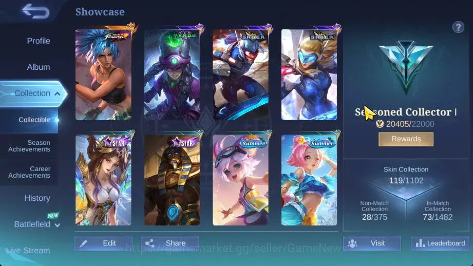 Mobile Legends: Bang Bang Accounts Hero 83|Skin 119|Max Emblem|KOF Karina,SABER[Freya image 3