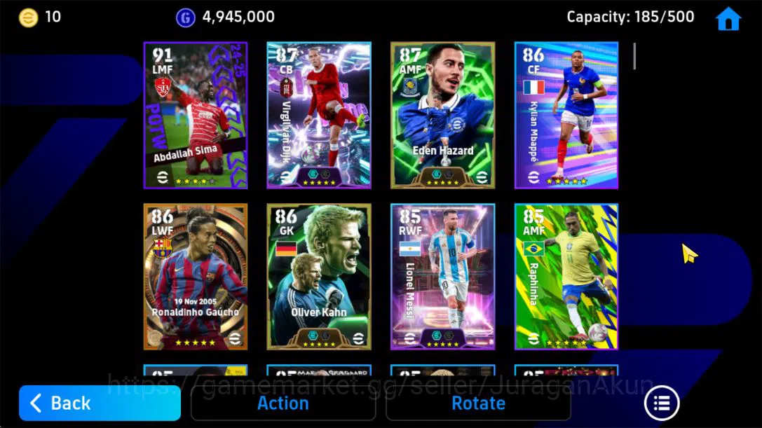 eFootball Accounts Starter Mobile||Big Time Ronaldinho Gaucho,Virgil Van Dijk Long-Reach Tackle,Eden Hazard Momentum 7