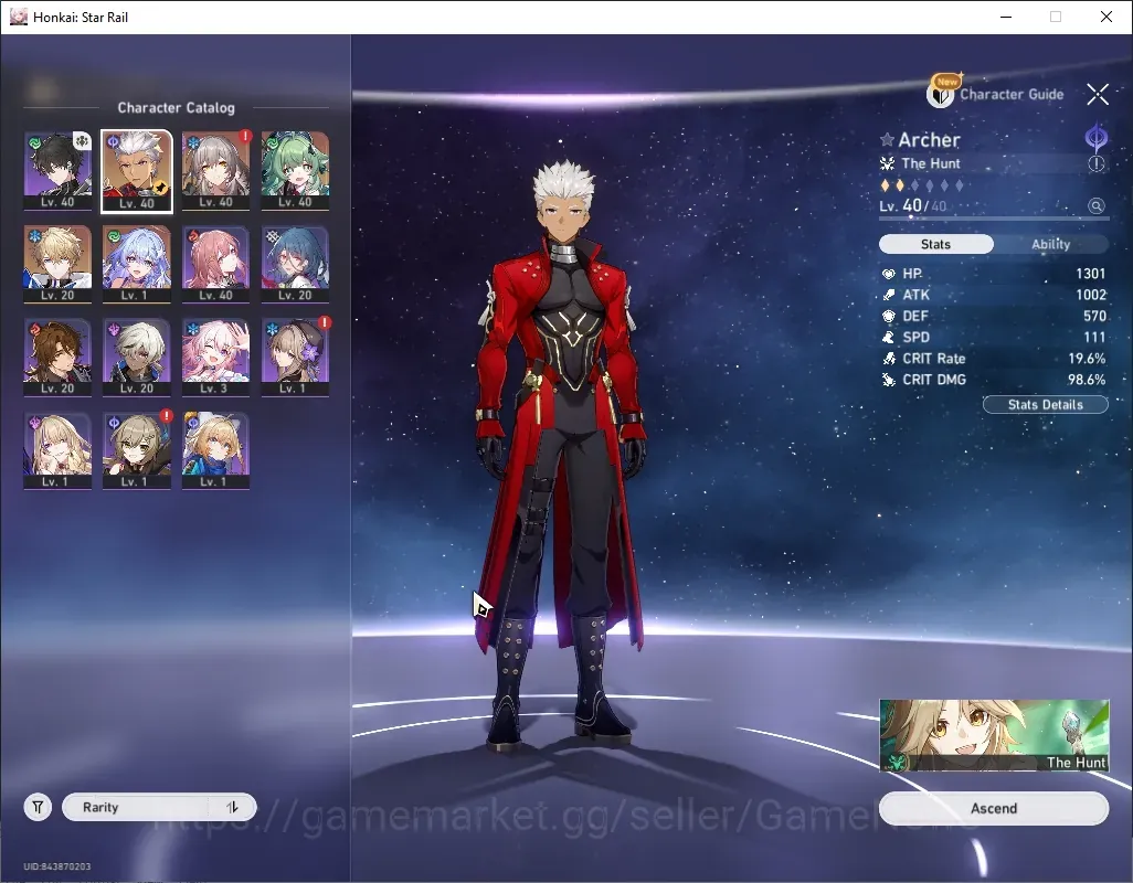 Honkai Star Rail Accounts Others Asia|TL 25|3 Limited|Robin Summeretto,Archer,Huohuo + 1 Standard Gepard|Female 1