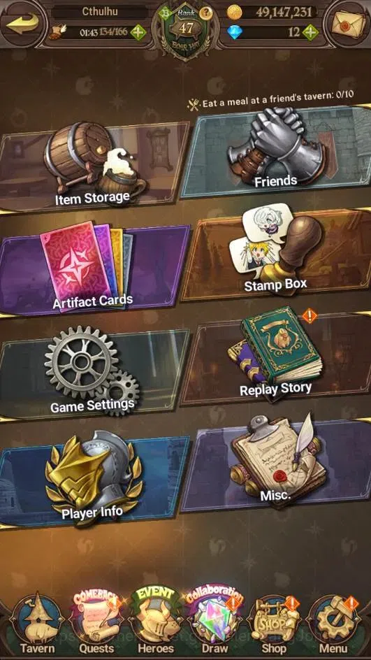 The Seven Deadly Sins: Grand Cross Accounts Endgame ASIA | 2.4M GP |3 LR+7 UR|LR Elizabeth 1/6 |UR Mesis 5/6,Menor 3/6,DKM 10
