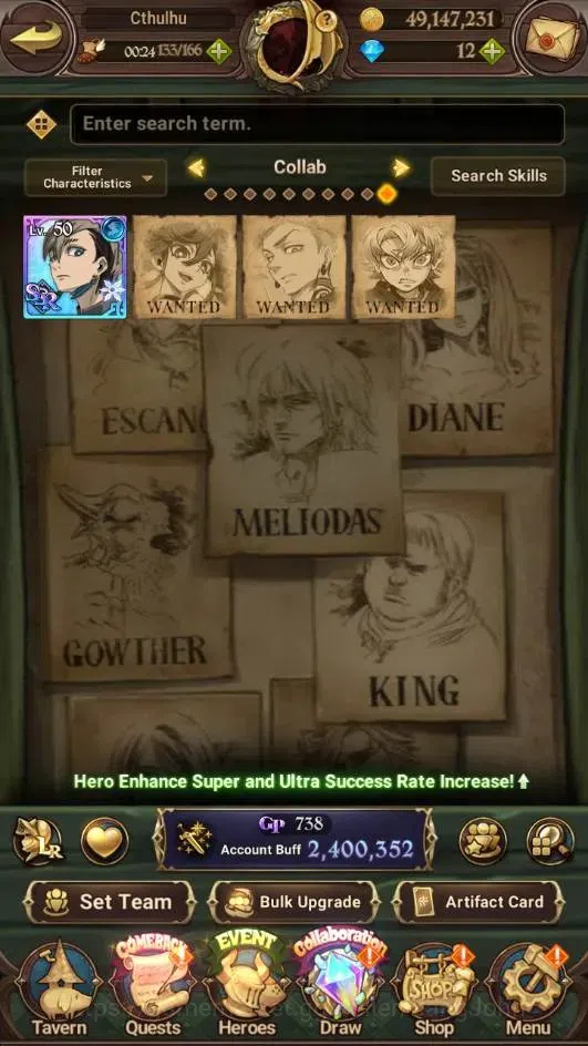 The Seven Deadly Sins: Grand Cross Accounts Endgame ASIA | 2.4M GP |3 LR+7 UR|LR Elizabeth 1/6 |UR Mesis 5/6,Menor 3/6,DKM 4