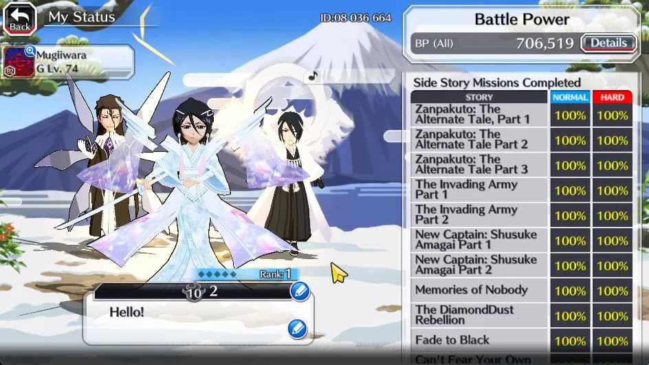 Bleach: Brave Souls Accounts Mid-Tier [GLOBAL]45K Orb|Rukia 10th Anniv,Halibel Cacao,Nelliel 4