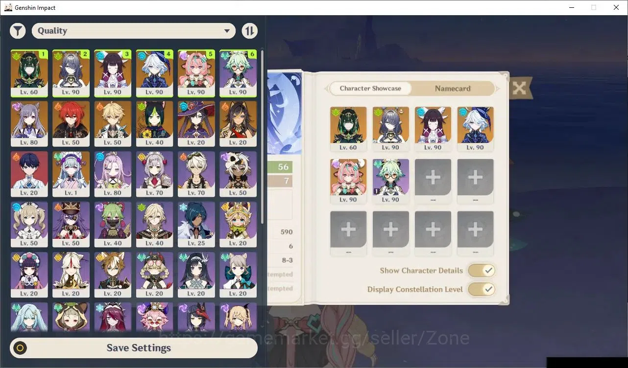 Genshin Impact Accounts Others ASIA|AR 56|5 Limited 5*CHAR+1(*5 Weapon)|Prem Nefer(Nefer,Lauma,Columbina,Furina,Varesa)|Low 2