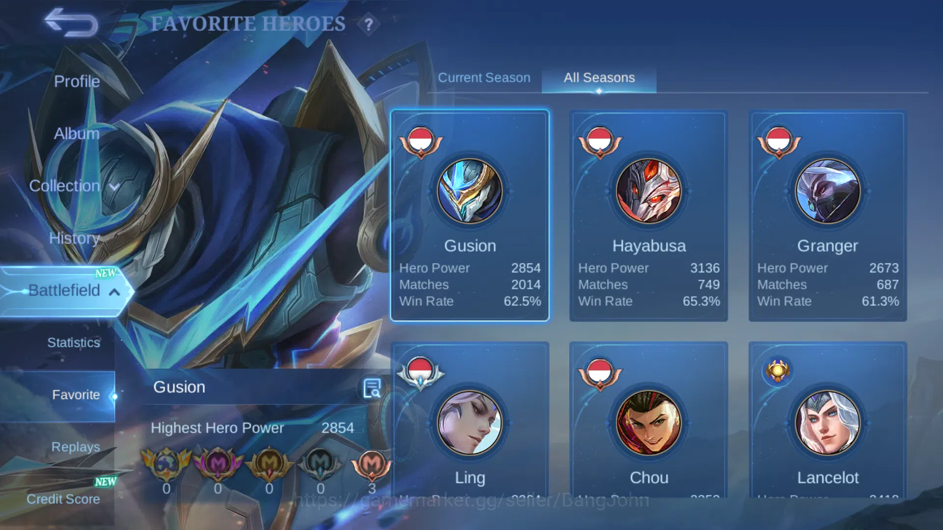 Mobile Legends: Bang Bang Accounts Hero 131 | Skin 428 | Akun Spek Gusion ( 2000 matc image 4