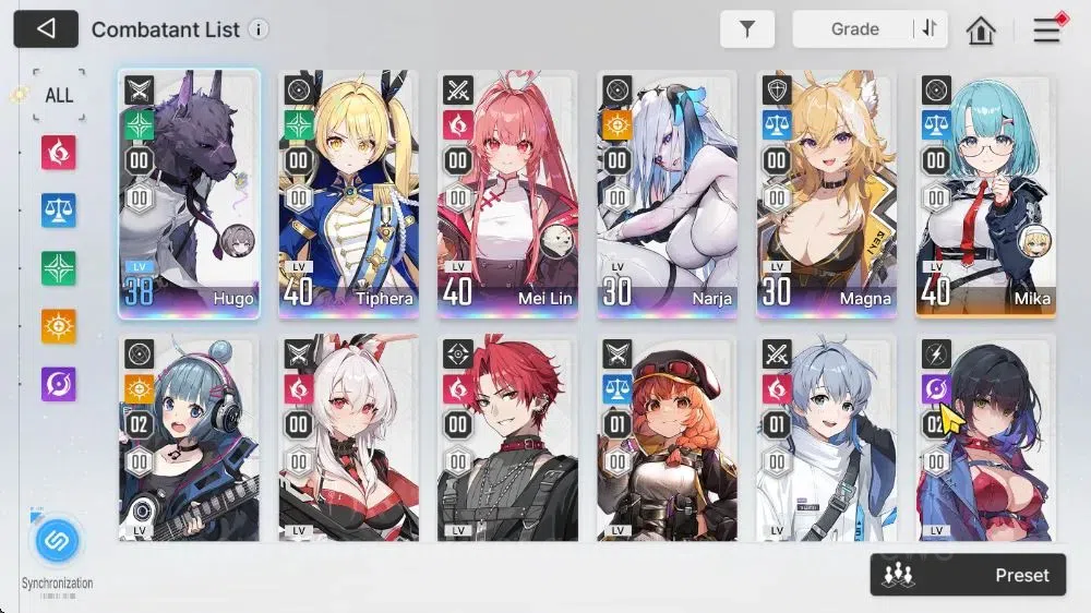 Chaos Zero Nightmare Accounts GLOBAL Lv 37|5 SSR[Hugo+Sign,Tiphera,Mei Lin,Narja,Magna]|8 3