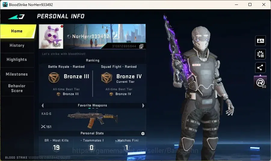 Blood Strike Accounts ASIA | 1 ETERNAL: DBZ95-Whisper|1 Epic Name Card|1 image 1