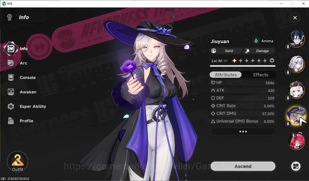 Neverness to Everness Accounts GLOBAL SEA|HL 16|TL 2|5 S-Class Chaos,Nanally,Jiuyuan,Sakiri,Fadia|1k Annulith|Skyrider 6