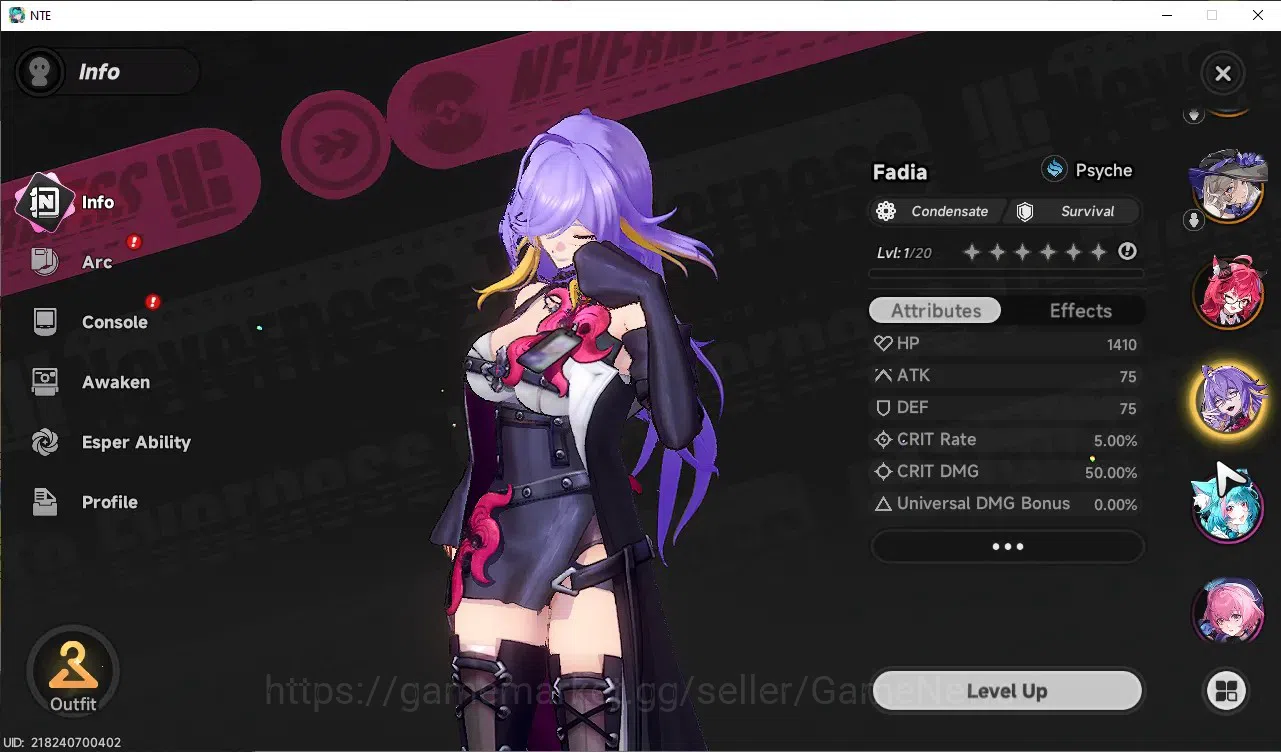 Neverness to Everness Accounts GLOBAL SEA|HL 16|TL 2|5 S-Class Chaos,Nanally,Jiuyuan,Sakiri,Fadia|1k Annulith|Skyrider 7