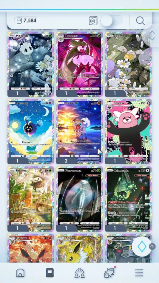 Pokémon TCG Pocket Accounts EN 7,5K Card|181 EX|4 Crown [Lunala,Arboliva,Metal image 11