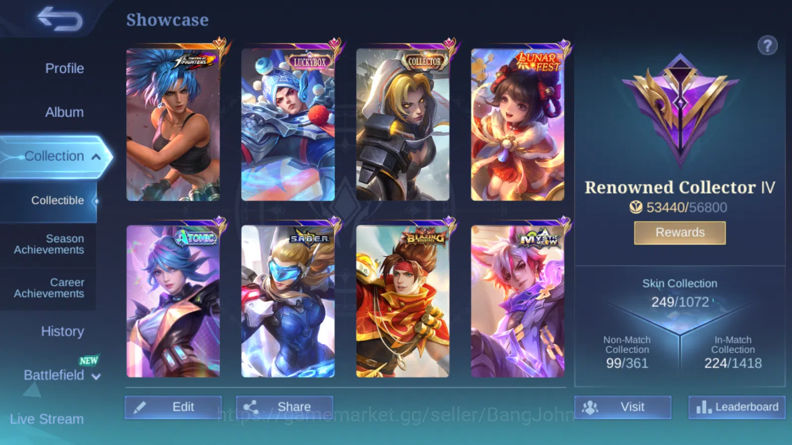 Mobile Legends: Bang Bang Accounts Others Hero 131,Skin 249 Luckybox Zilong ,Automic Miya ,Lunar Chang e ,Saber Freya 2