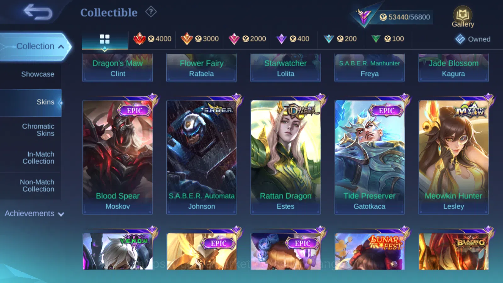 Mobile Legends: Bang Bang Accounts Others Hero 131,Skin 249 Luckybox Zilong ,Automic Miya ,Lunar Chang e ,Saber Freya 6