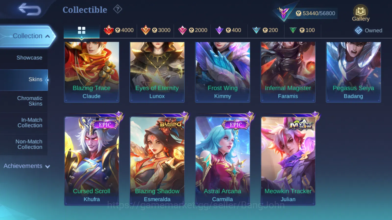 Mobile Legends: Bang Bang Accounts Others Hero 131,Skin 249 Luckybox Zilong ,Automic Miya ,Lunar Chang e ,Saber Freya 9