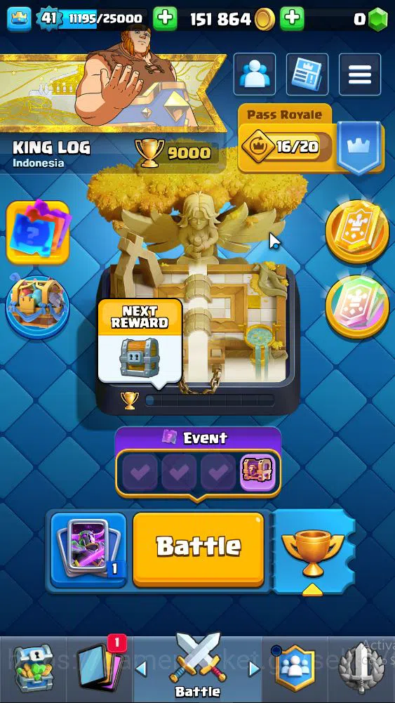 Clash Royale High-End Lv 44|Trophy 8840|KTL 14|Limit Skin|Total Card 121 image 1