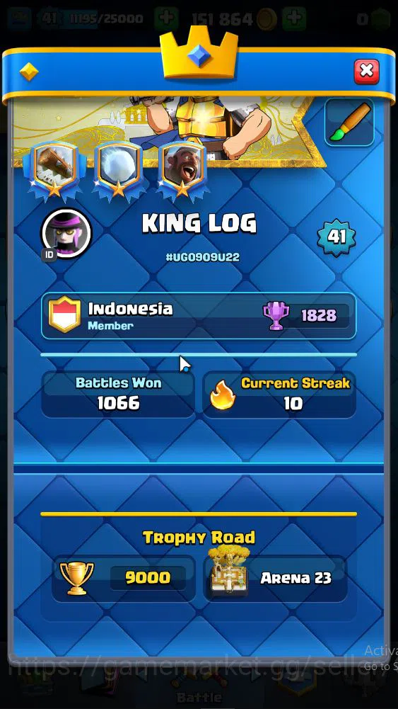 Clash Royale Accounts High-End Lv 44|Trophy 8840|KTL 14|Limit Skin|Total Card 121|2 HERO 13 EVO 8 Camps 21 Legend 33 Epic 30 2
