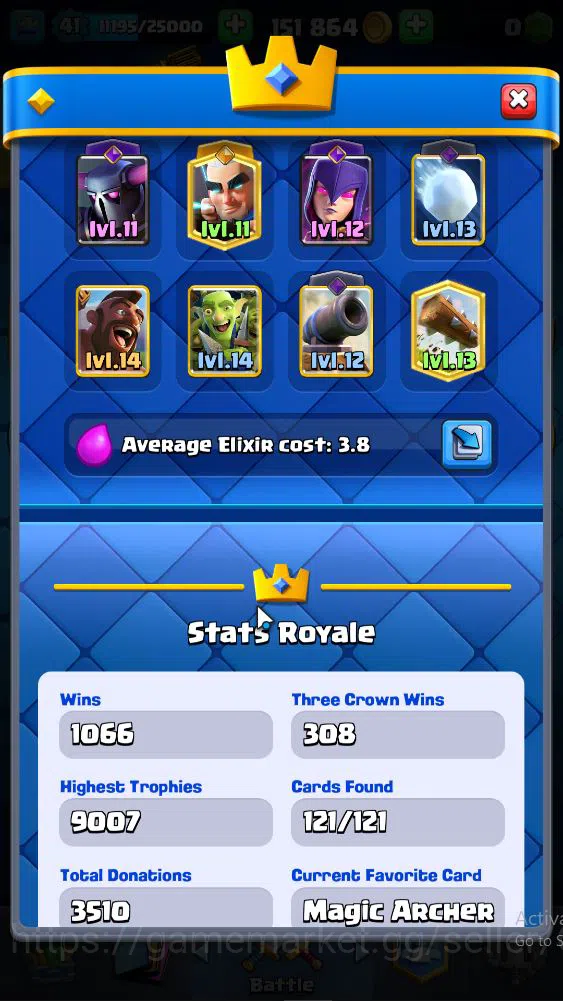Clash Royale Accounts High-End Lv 44|Trophy 8840|KTL 14|Limit Skin|Total Card 121|2 HERO 13 EVO 8 Camps 21 Legend 33 Epic 30 3