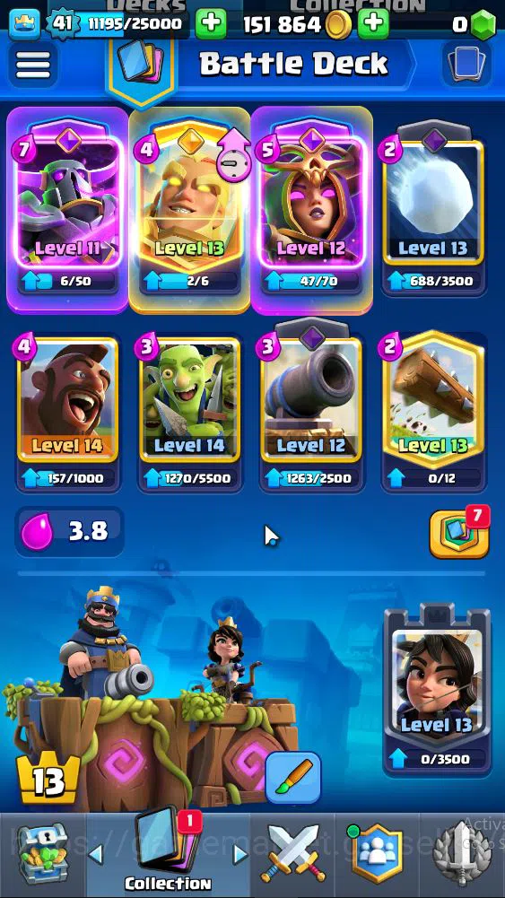Clash Royale Accounts High-End Lv 44|Trophy 8840|KTL 14|Limit Skin|Total Card 121|2 HERO 13 EVO 8 Camps 21 Legend 33 Epic 30 4