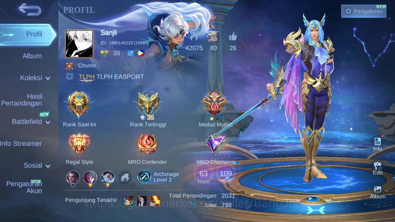 Mobile Legends: Bang Bang Accounts Hero 63 Skin 109 | Zodiac Lance | Stunt Brody | Li image 12