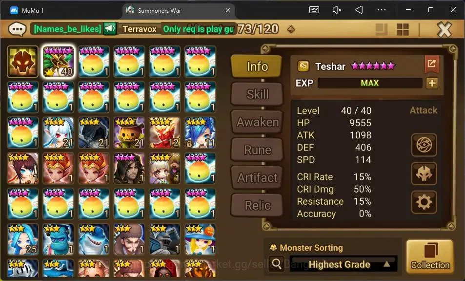 Summoners War: Sky Arena Accounts GLOBAL | NB 5 TESHAR,Starter Gacha 115 12Y+160 11Y image 2