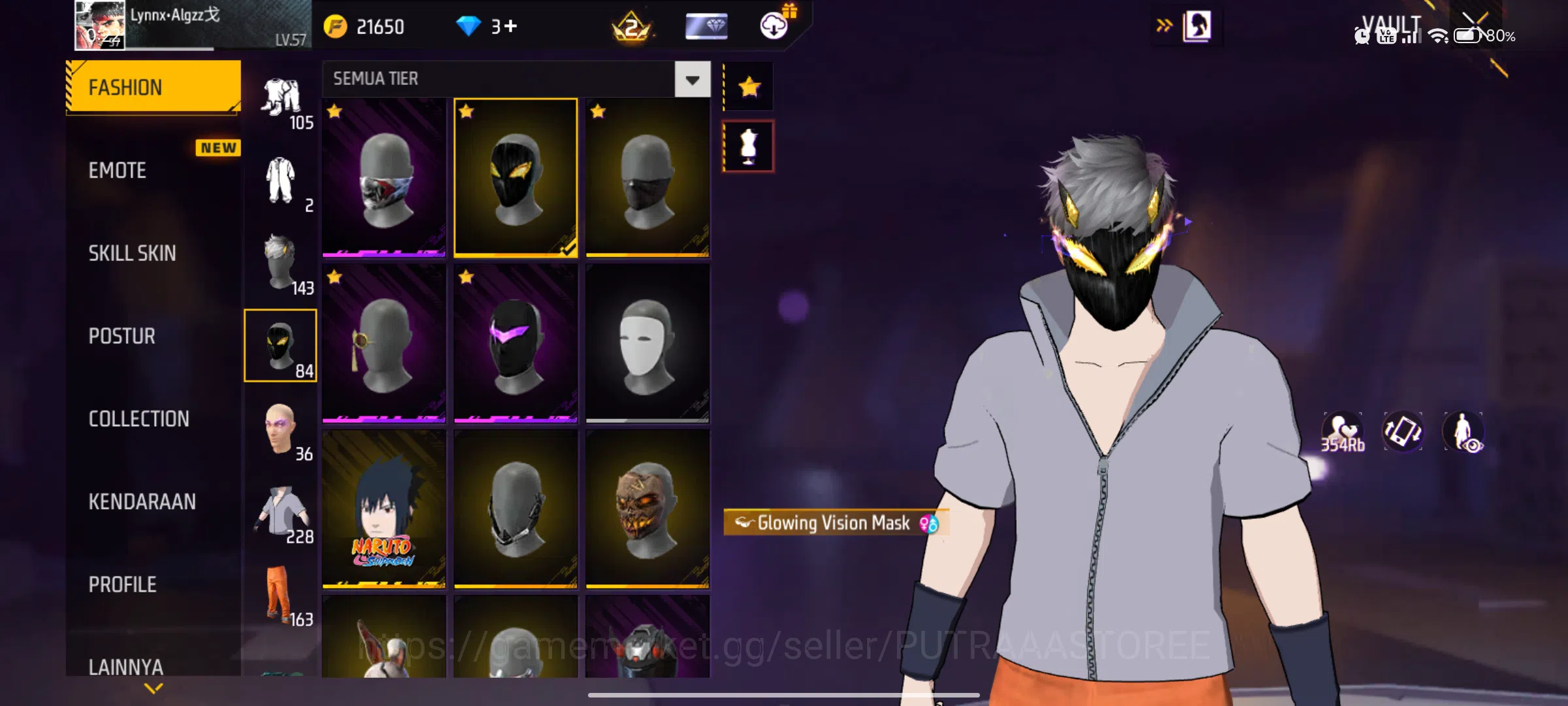 Free Fire Accounts Indonesia | bubdle sasuke | bundle yin yang kuning image 5