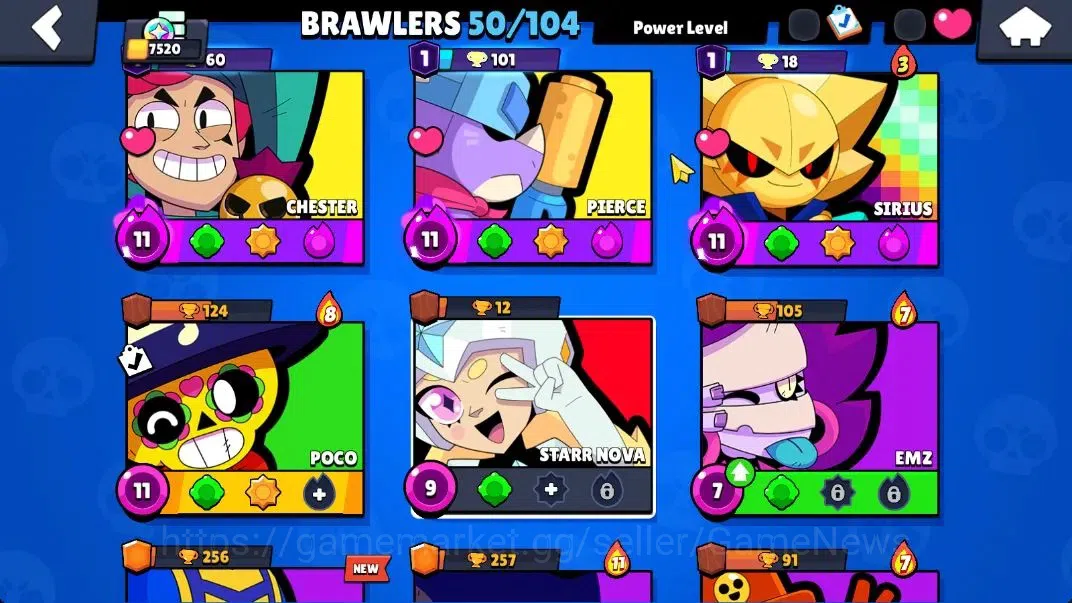 Brawl Stars Accounts 2989 Trophy|31 Brawler 5 Max Lvl (Star Nova,Ollie,Etc)|1 Hypch Skin (SG Rico) 1 Legend 1 Mythic 7 6