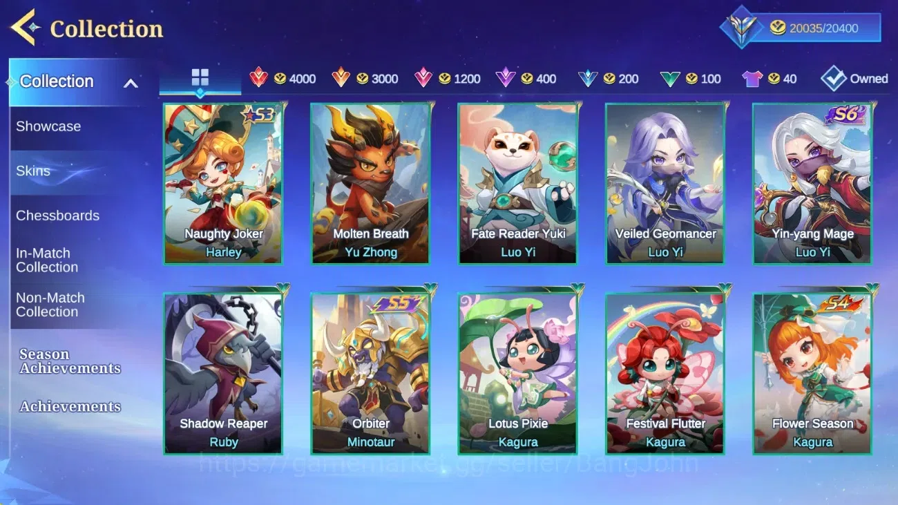 Magic Chess: Go Go Accounts Global|Rank Mythic 61*Best 237*|ExorcistsWanwan|Epic Lance|CB[Magical1&Epic2]23CMD B*3 |FreeML 8