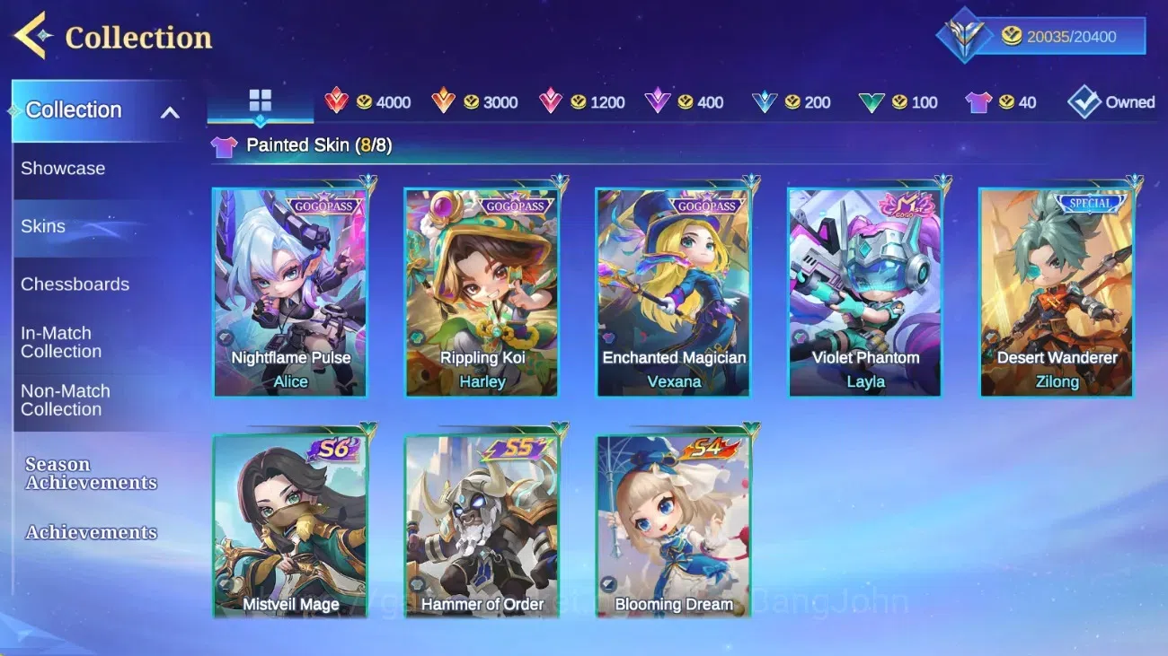 Magic Chess: Go Go Accounts Global|Rank Mythic 61*Best 237*|ExorcistsWanwan|Epic Lance|CB[Magical1&Epic2]23CMD B*3 |FreeML 9