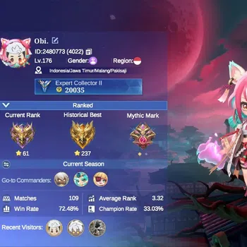 Magic Chess: Go Go Accounts Global|Rank Mythic 61*Best 237*|ExorcistsWanwan|Epic Lance|CB[Magical1&Epic2]23CMD B*3 |FreeML