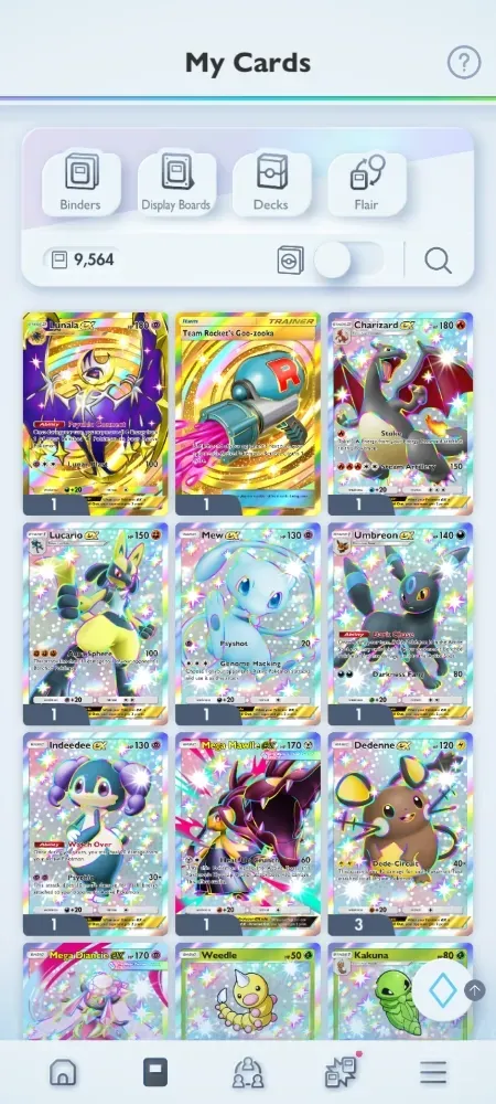 Pokémon TCG Pocket Accounts High-Level EN|9,5k Cards|179+ EX|2 Crown (Lunala, Goo Zooka) 36 Shiny|Mega Deck 1