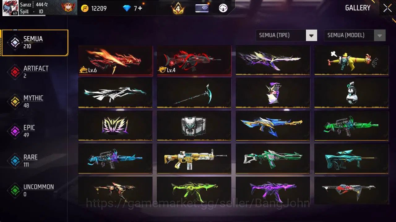 Free Fire Accounts Indonesia, Vault 167, evo m4 lv6, EVO scar lv4, bu image 3