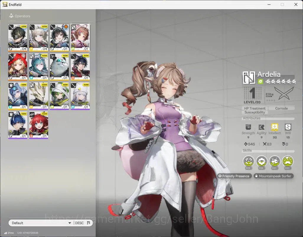 Arknights: Endfield Accounts ASIA| Starter fresh, ROSSI, Ardelia, More detail C image 2